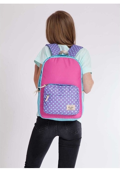 Renkli Kadın Kaukko Kız 3 Colors Dots Sırt Çantası K1366-Renkli