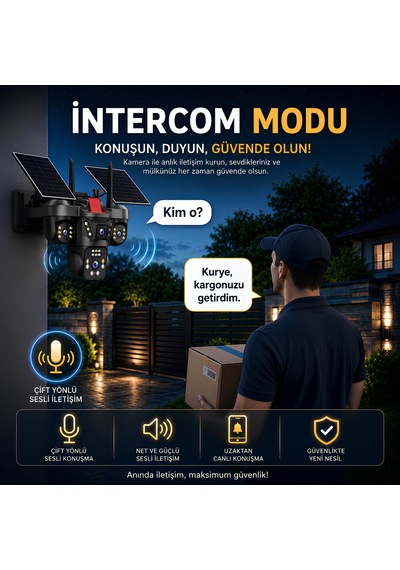Onqam On-s4 Sim Kart Takılabilen 4 Kameralı Güvenlik Kamerası - Solar Güneş Panelli Renkli Gece Görüşü Ve Ip67 Aov Sürekli Kayıt
