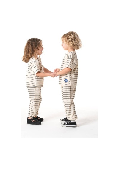 Poala Kids Çizgili Gofre Takım Bej