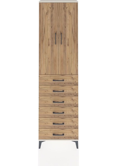 Arges Dolap 3 Raflı 6 Çekmeceli 2 Kapaklı 60x30x221 Aytaşı-çam Aytaşı
