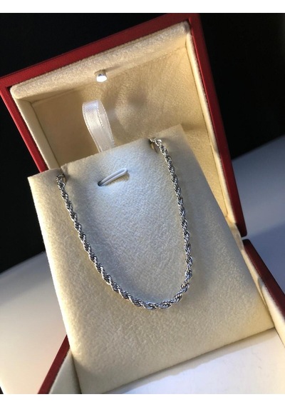 2.5mm Burgu Halat Beyaz Renk Çelik Kolye Işıklı Kutuda Sevgiliye Eşe Babaya Hediye Kolye