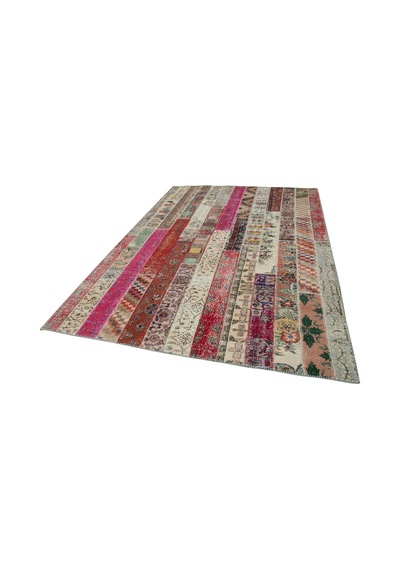 Bespoky Çok Renkli Bohem Patchwork Salon Halısı El Dokuma