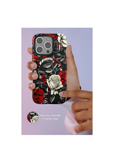 Onegif Apple iPhone Uyumlu 15 Pro Flower Series Magsafe Kapak - Mavi İtdark21560