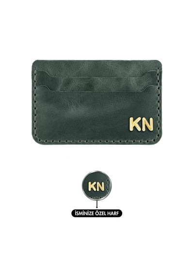 Twingold İsme Özel Yatay Kartlık - %100 Rainbow Deri - A011001 - Haki Haki