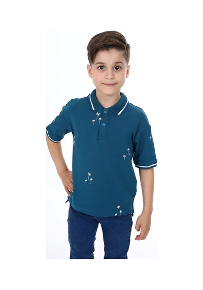Toontoy Kids Toontoy Erkek Çocuk Baskılı Polo Yaka Düğmeli Kısa Kollu Tişört Petrol Mavi Toontoy Kids Toontoy Erkek Çocuk Baskılı Polo Yaka Düğmeli Kısa Kollu Tişört Petrol Mavi