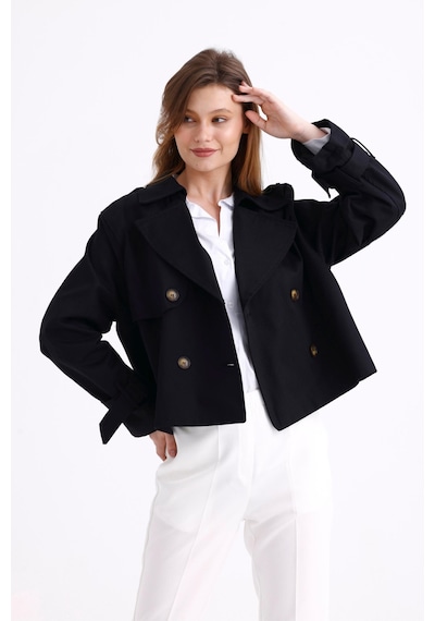 Pastelastore %100 Pamuk Gabardin Astarlı Oversize Geniş Kalıp Kadın Crop Kısa Trençkot 1122 Siyah Pastelastore %100 Pamuk Gabardin Astarlı Oversize Geniş Kalıp Kadın Crop Kısa Trençkot 1122 Siyah