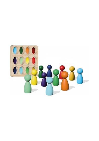 Montessori Peg Bebek Renk Eşleştirme Oyunu - Doğal Ahşap Eğitici Oyuncak