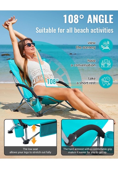 Lilac Beach Chair Plaj Ve Dinlenme Sandalyesi Cyan Çok Renkli
