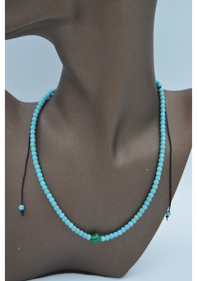 Stoneage Jewellery Malahit Ve Turkuaz Taşlı Metalsiz  Kolye Çok Renkli