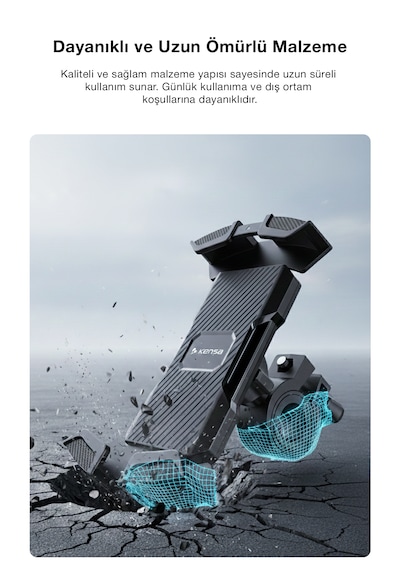 Ultra Güvenli 360 Dönebilen Motosiklet Ve Bisiklet Telefon Tutucu Siyah