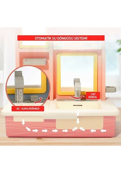 Kayyum Oyuncak Kukuli Şarkılı Eğitici Modern Banyo Seti  Pembe