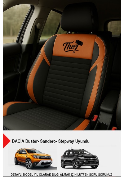 Thor Tay Tüyü Oto Koltuk Kılıfı Dacia Sandero-stepway-duster Uyumlu Taba