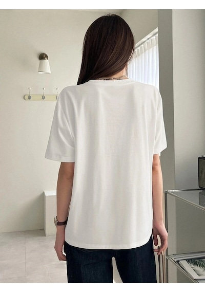 Startmore Kadın Beyaz Çift Heart Baskılı Oversize T-shirt Beyaz