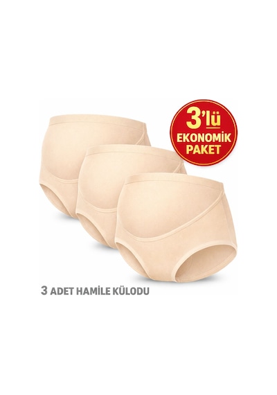 Yüksek Bel Hamile Külodu 3 Lü Set Karma Renk Siyah/beyaz/ten Ten