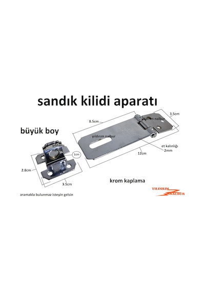 Sandık Askısı Asma Kilit Aparatı Krom Kaplama En Büyük Boy Duble