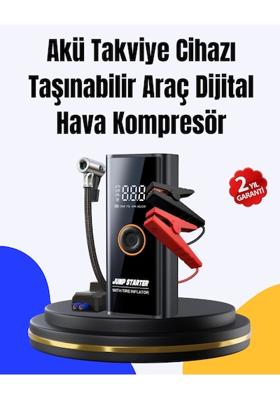 Sos Fenerli Akü Takviye Cihazı Dijital Kompresör Powerbank