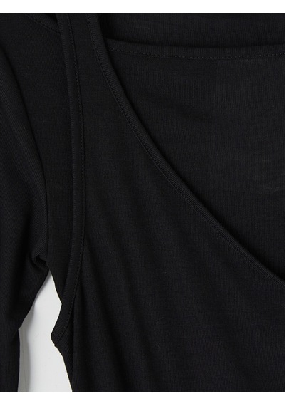 Lcw Vision Siyah Bisiklet Yaka Büzgülü Kadın Body