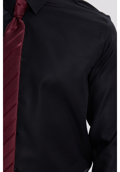 Tudors Slim Fit Siyah Non-ıron %100 Pamuk Doğa Dostu Ekoteks Belgeli Ütü Gerektirmez Gömlek-41964 Siyah