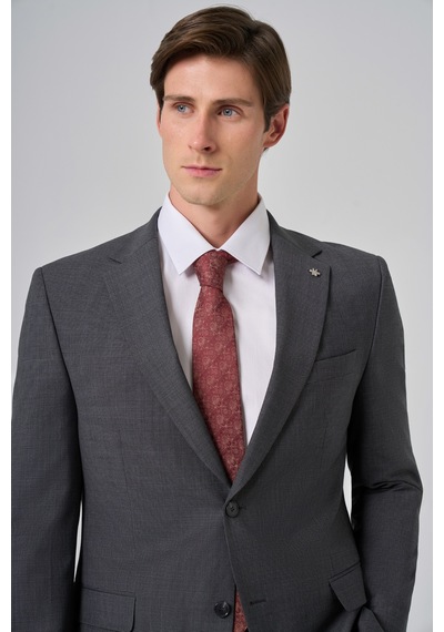Morven Erkek Füme Yünlü Trend Desenli Dynamic Fit Takım Elbise 26mc001033050 Füme