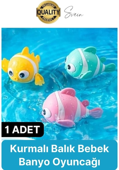 Kurmalı Balık Bebek Banyo Oyuncağı Arkadaşı Deniz Şişme Havuz Küvet Suda Yüzen Eğlenceli Oyuncak