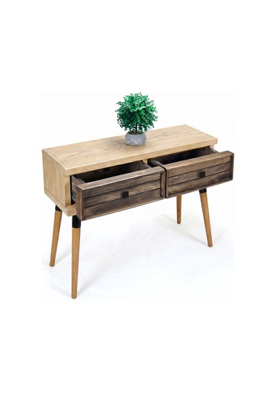 Mobenta Stria Entry: Modern Masif Dresuar 2 Çekmeceli Antre Konsolu - 120x31 Bz-cv Krem-ceviz