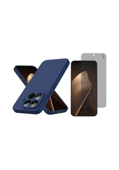 Xiaomi Mi 15t Pro Uyumlu Içi Kadife Lansman Kılıf Ve Hayalet Privacy Tam Kaplayan Cam Ekran Koruyucu Lacivert