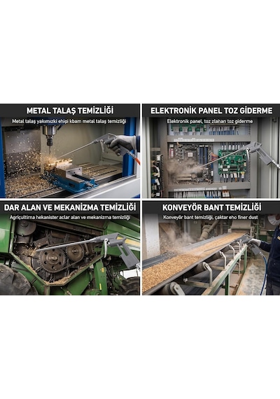 Uzun Nozullu Hava Tabancası Air Blow Gun, Kompresör Uyumlu, Metal Gövde, Endüstriyel Temizlik Ve Toz Giderme Ara