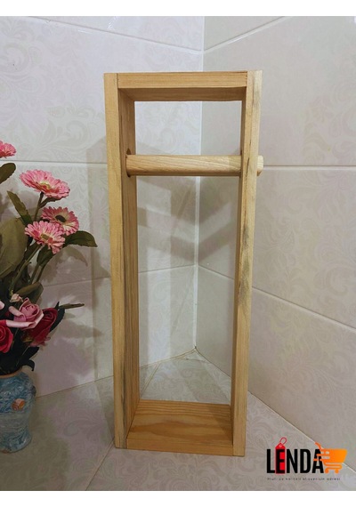 Doğal Desenli Dekoratif Tuvalet Kağıtlığı Çam Ağacından Üretilmiştir Bej