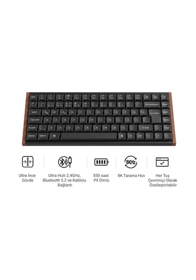 Milk Süt Pom Kahverengi Switch K3 Ultra 8k, 2,4 Ghz Kablosuz Bağlantı Özel Mekanik Klavye K3u-h3 Siyah