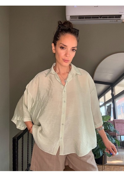 Ali Butik Çağla Kısa Kollu Rahat Kalıp Dökümlü Gömlek