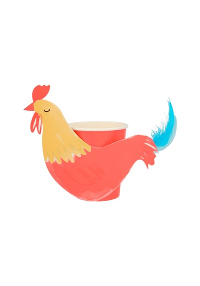 Meri Meri - On The Farm Rooster Party Cups - Horoz Bardak