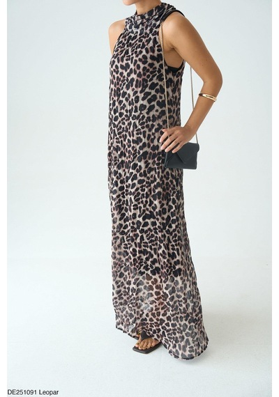 Butik Belvita Leopar Desen Elbise Siyah