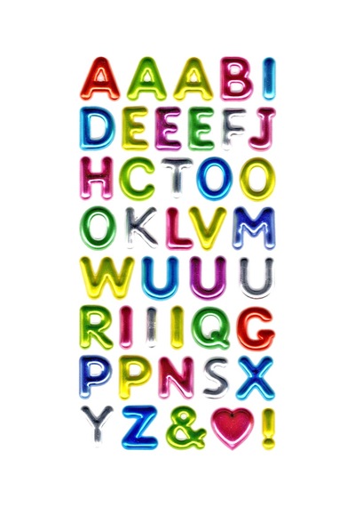 Sticker Kabartmalı Stiker Defter, Planlayıcı Etiket Metalik-750 - 17x9 Cm - Metalik Alfabe Renkli