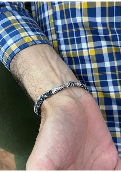 Kazzaze Gümüş Kazaziye Saç Örgüsü Bileklik BIL023