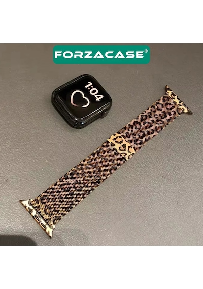 Forzacase Apple Uyumlu Watch  Se/se 2 40mm İle   Leopar Desen Metal Mıknatıslı Kordon Kayış -fc1136