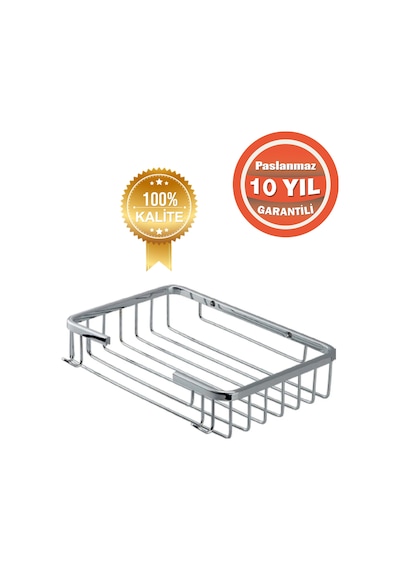 Çelik Banyo Paslanmaz Pirinç Tekli Taci 22x15 Cm Şampuanlık Banyo Rafı Krom