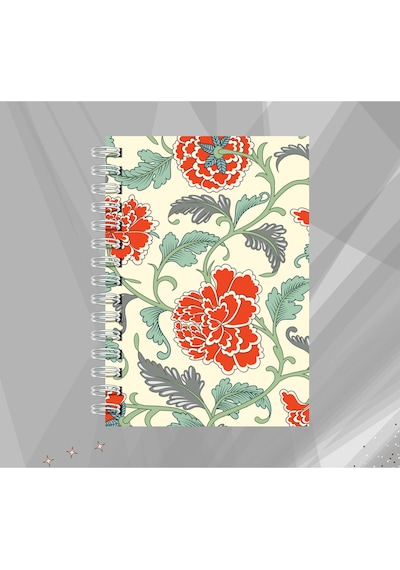 Kırmızı Çiçekli Spiralli Defter Çizgisiz 60 Yaprak Sketchbook Çok Renkli