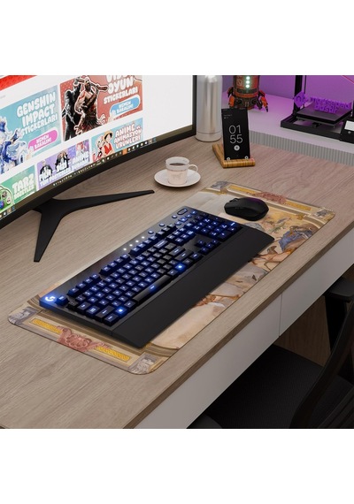 Ortaçağ Sanat Oyuncu Gaming Mouse Pad Kauçuk Kaymaz Taban Mousepad V1, 70x30 Xl