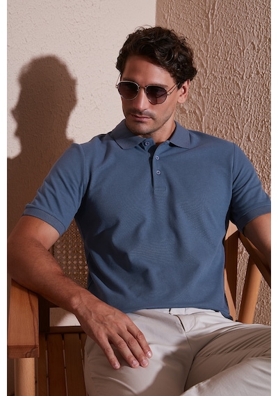 Buratti Pamuklu Regular Fit Düğmeli Erkek Polo Yaka T Shirt 5902127 Koyu Petrol