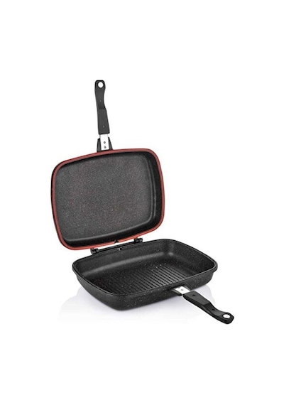 Schafer Kare Double Grill Pan 34 CM Çift Taraflı Tava - Siyah