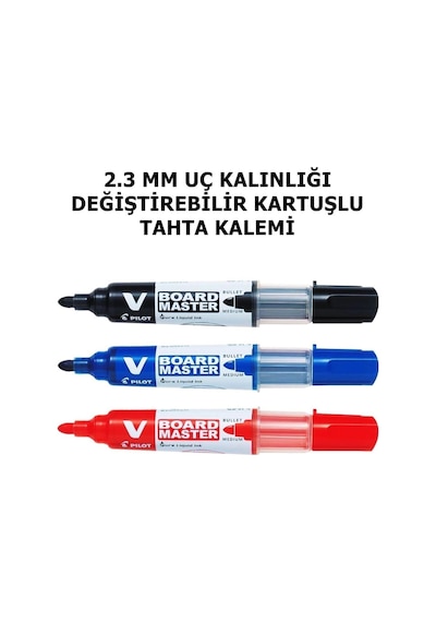 Pilot 3 Renk Kartuşlu Tahta Kalemi V Board Master Pilot Çok Renkli