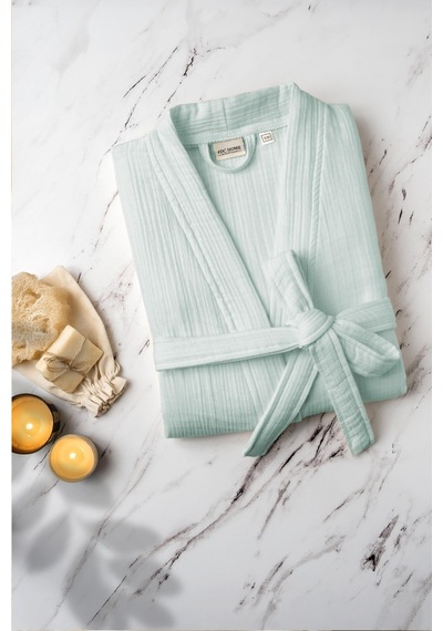 Unisex Kimono Müslin Bornoz + Havlu Seti Mint-mınt Mint