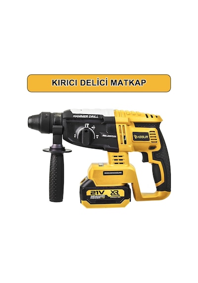Assur Asr1192 Profesyonel Akülü Kömürsüz 4 Lü Matkap Seti 21v 3ah - 800nm Somun Sökme, 26mm Kırıcı Delici, 13mm Darbeli Vidalama, 125mm Avuç Taşlama Sarı