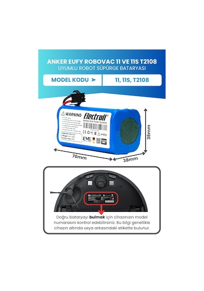 Anker Eufy Robovac 11s T2108 2.600mah Pil Robot Süpürge Batarya