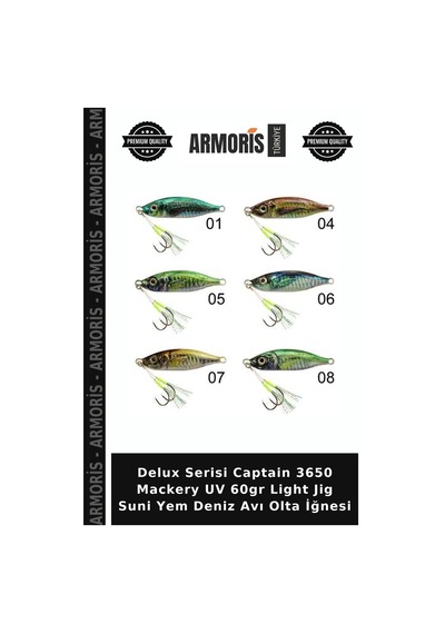 Delux Serisi Captain 3650 Mackery Uv 60gr Light Jig Suni Yem Deniz Avı Olta İğnesi 01