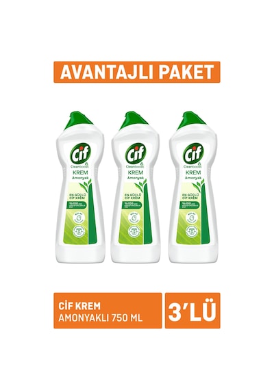 Cif Krem Mucize Yüzey Temizleyici Amonyaklı 3 X 750ml 5 Adet Diğer
