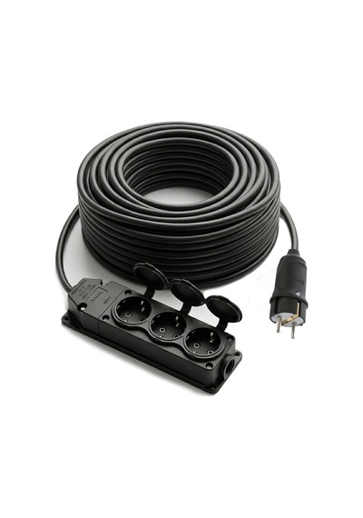 Electroon 3x1.5mm 20metre Topraklı Kauçuk Üçlü Grup Priz 20 m