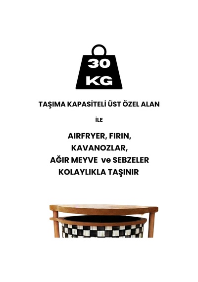 Ahşap Sebzelik Geleneksel Tasarım Yuvarlak Dama Desenli 4 X 5 Kg Kapasiteli Hazır Gönderim Diğer