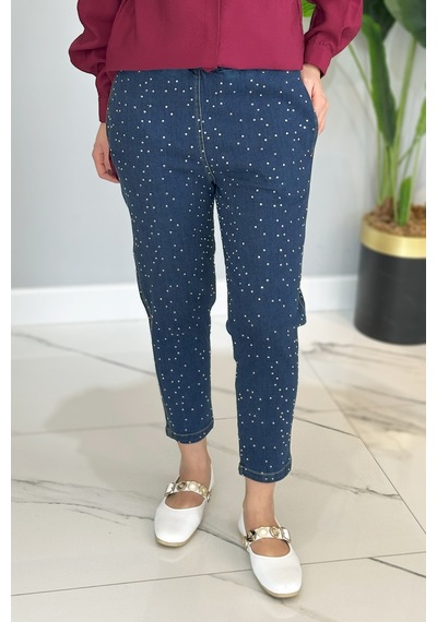 Missemramiss Taşlı Denim Pantolon 4810 Lacivert
