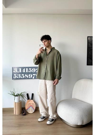 Chill Cozy Relax Fit Haki Gömlek-açık Haki Açık Haki